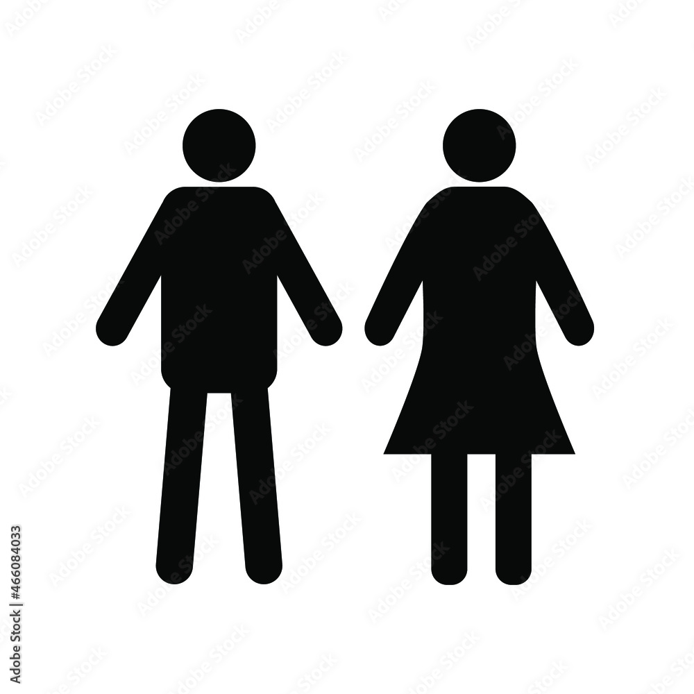 Man and woman, black sign for design on a white background, vector illustration Man and woman, black sign for design on a white background, vector illustration