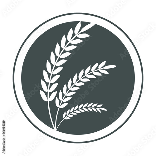 Wheat, gray round sign for design on white background, vector illustration