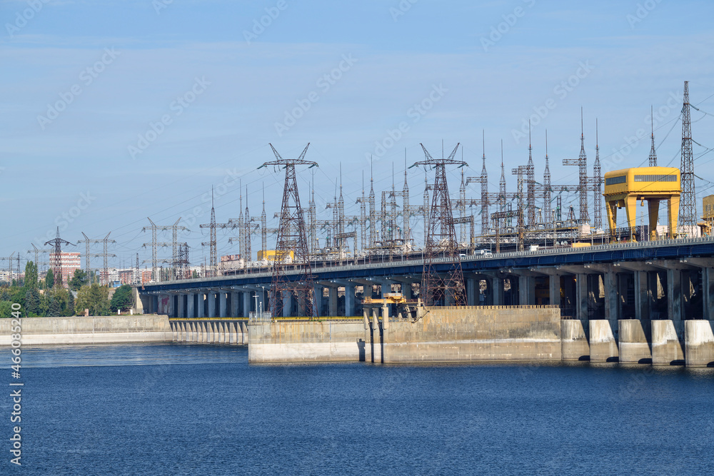 Sunny September day at the Volzhskaya HPP. Volgograd, Russia