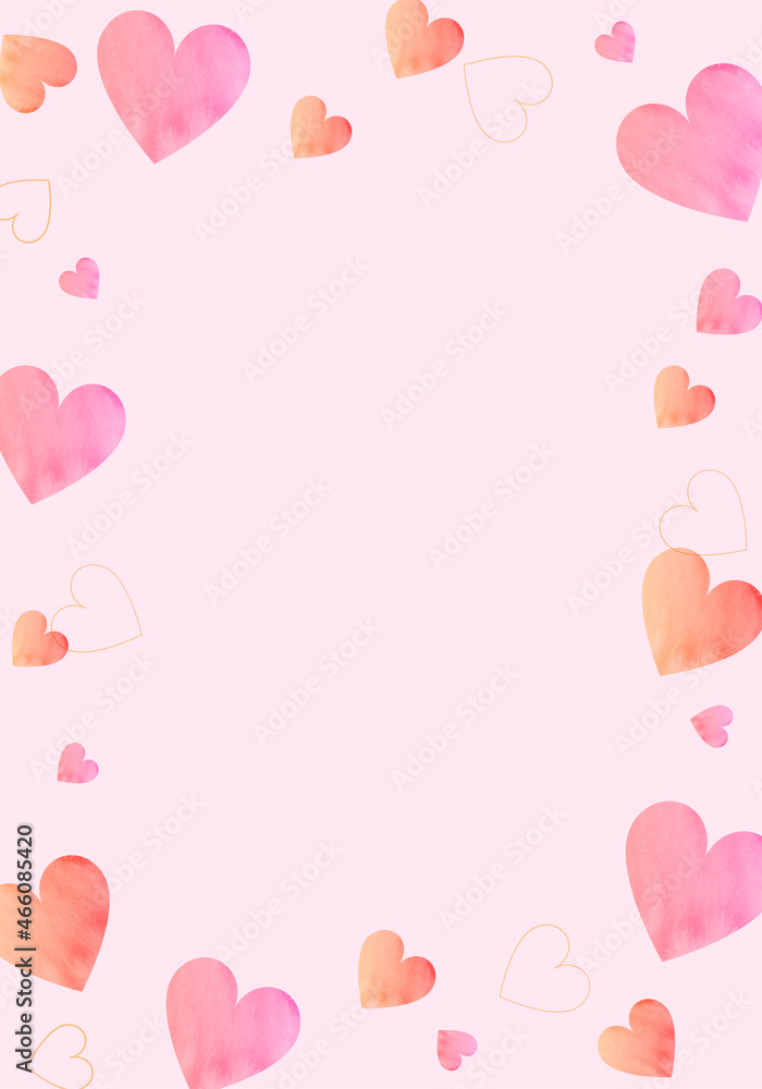 水彩のハート模様のバレンタインのベクターイラスト背景