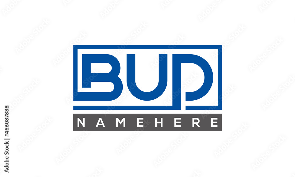 BUD Letters Logo With Rectangle Logo Vector BUD Letters Logo With Rectangle Logo Vector