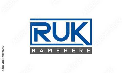 RUK Letters Logo With Rectangle Logo Vector