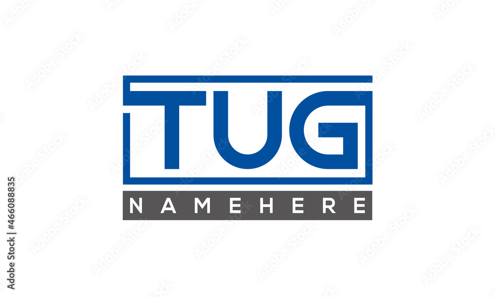 TUG Letters Logo With Rectangle Logo Vector TUG Letters Logo With Rectangle Logo Vector