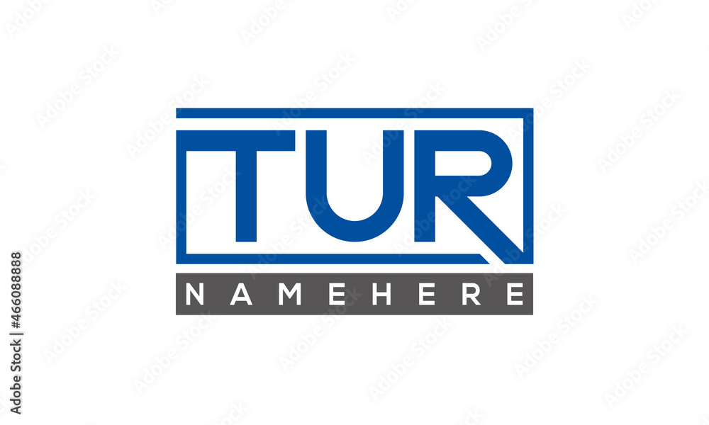 TUR Letters Logo With Rectangle Logo Vector TUR Letters Logo With Rectangle Logo Vector