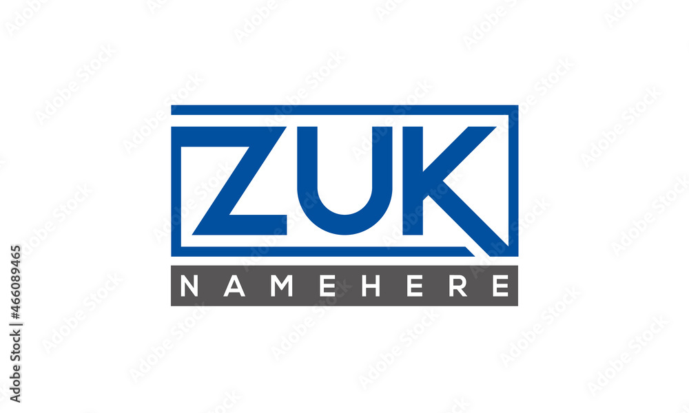 ZUK Letters Logo With Rectangle Logo Vector ZUK Letters Logo With Rectangle Logo Vector
