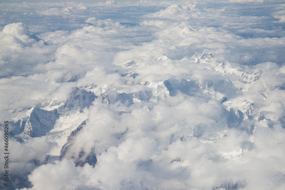 View of the Alps from the airplane window