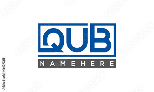 QUB Letters Logo With Rectangle Logo Vector