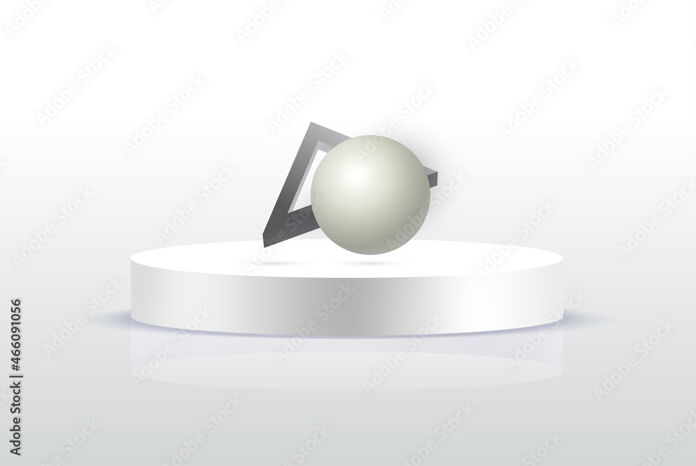 Background vector 3d gray render with podium white 3d and minimal white ...