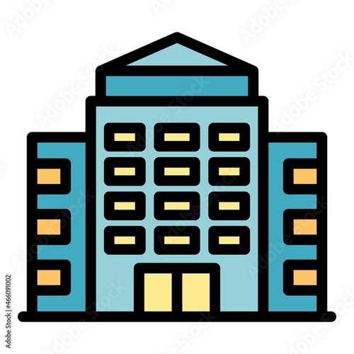 Inclusive education building icon. Outline inclusive education building vector icon color flat isolated