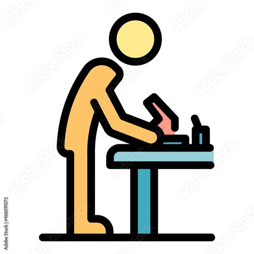 Inclusive education carpenter work icon. Outline inclusive education carpenter work vector icon color flat isolated