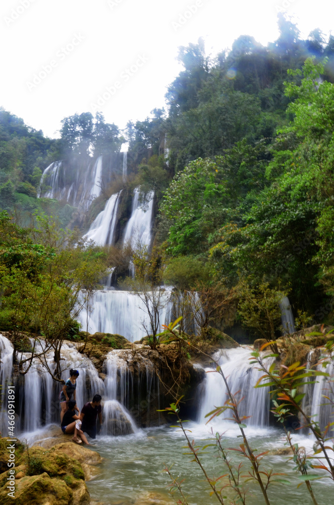 Namtok Thi Lo Su Waterfall largest highest waterfalls at Thailand in jungle forest of Umphang Wildlife Sanctuary for thai people foreign travelers travel visit relax in Umphang city at Tak, Thailand