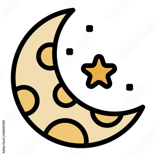 Night time digestion icon. Outline night time digestion vector icon color flat isolated