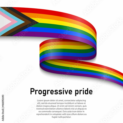 Waving flag of Progressive pride on white background.