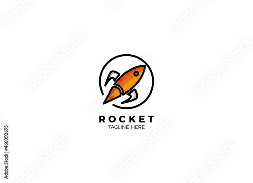 rocket advance technology launching vector logo design