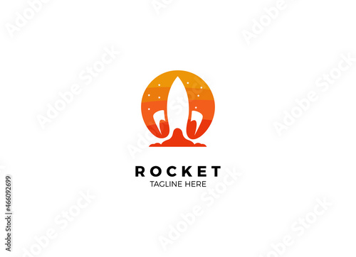 rocket advance technology launching vector logo design