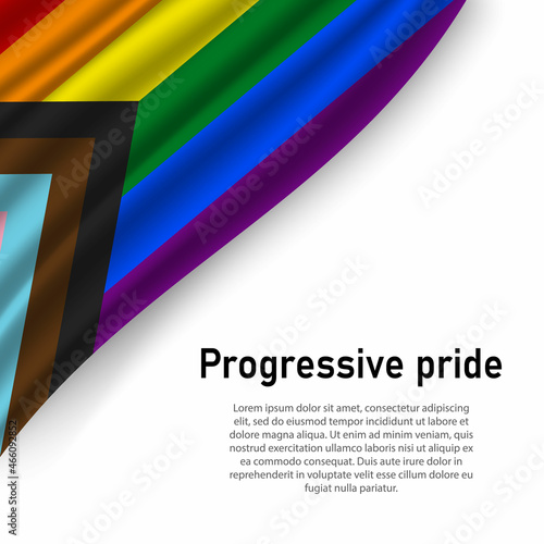 Brush stroke flag of Progressive pride on white background.