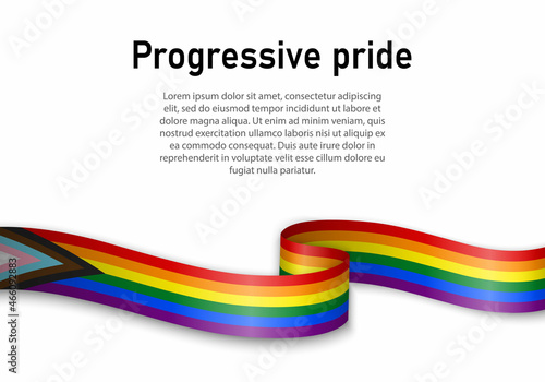 Waving flag of Progressive pride on white background.