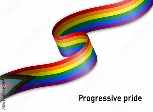 Waving flag of Progressive pride on white background.