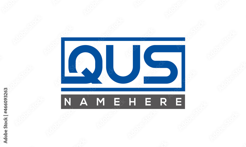QUS Letters Logo With Rectangle Logo Vector QUS Letters Logo With Rectangle Logo Vector
