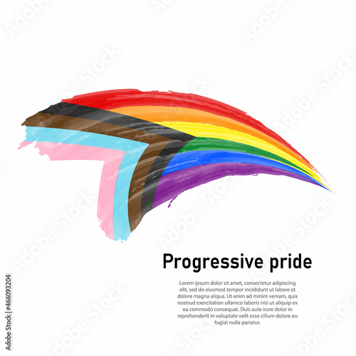 Waving flag of Progressive pride on white background.