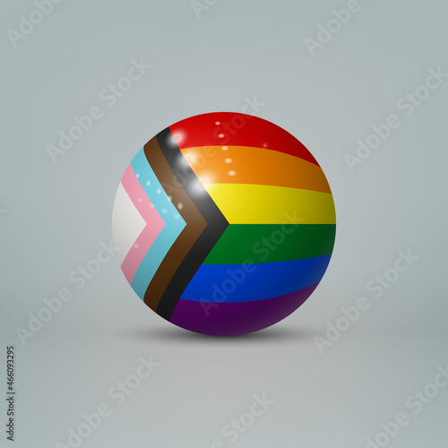 Ball with flag of Progressive pride on white background.