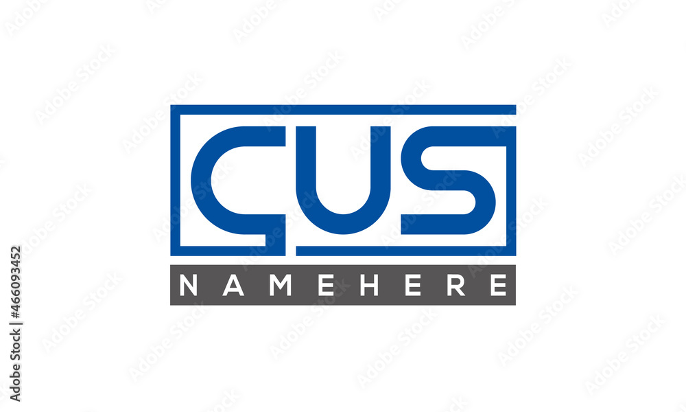 CUS Letters Logo With Rectangle Logo Vector CUS Letters Logo With Rectangle Logo Vector