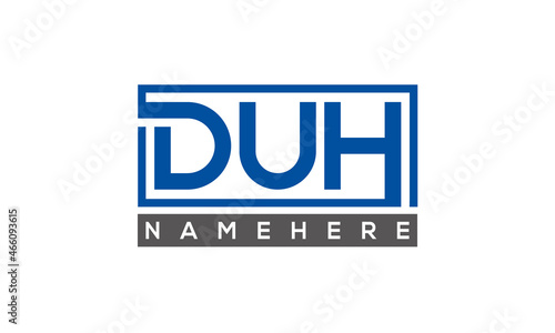 DUH Letters Logo With Rectangle Logo Vector