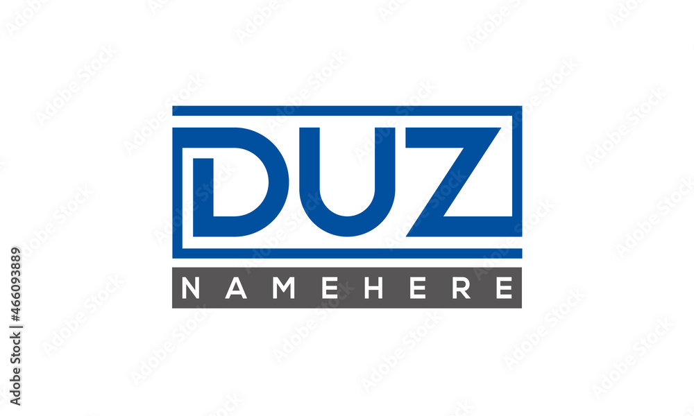 DUZ Letters Logo With Rectangle Logo Vector DUZ Letters Logo With Rectangle Logo Vector