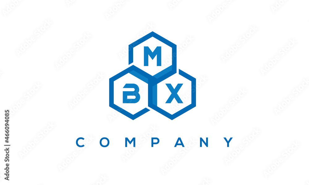 MBX letters design logo with three polygon hexagon logo vector template