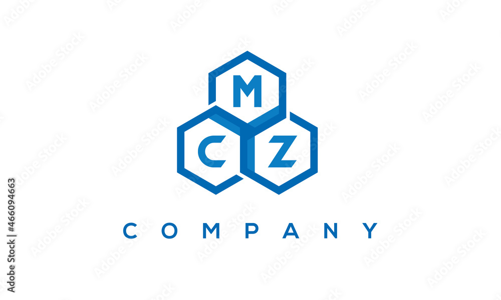 MCZ letters design logo with three polygon hexagon logo vector template