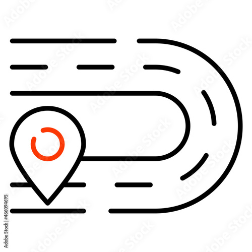 An editable design icon of road location 