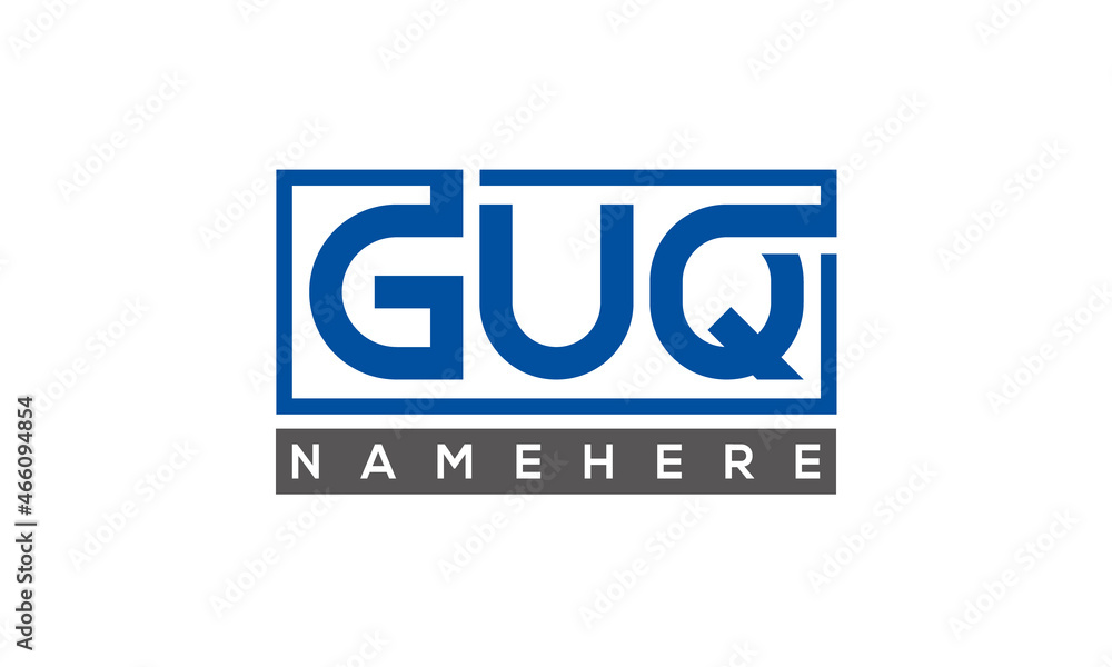 GUQ Letters Logo With Rectangle Logo Vector GUQ Letters Logo With Rectangle Logo Vector