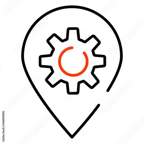 Gear inside pin, location setting icon 