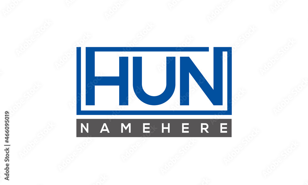 HUN Letters Logo With Rectangle Logo Vector HUN Letters Logo With Rectangle Logo Vector