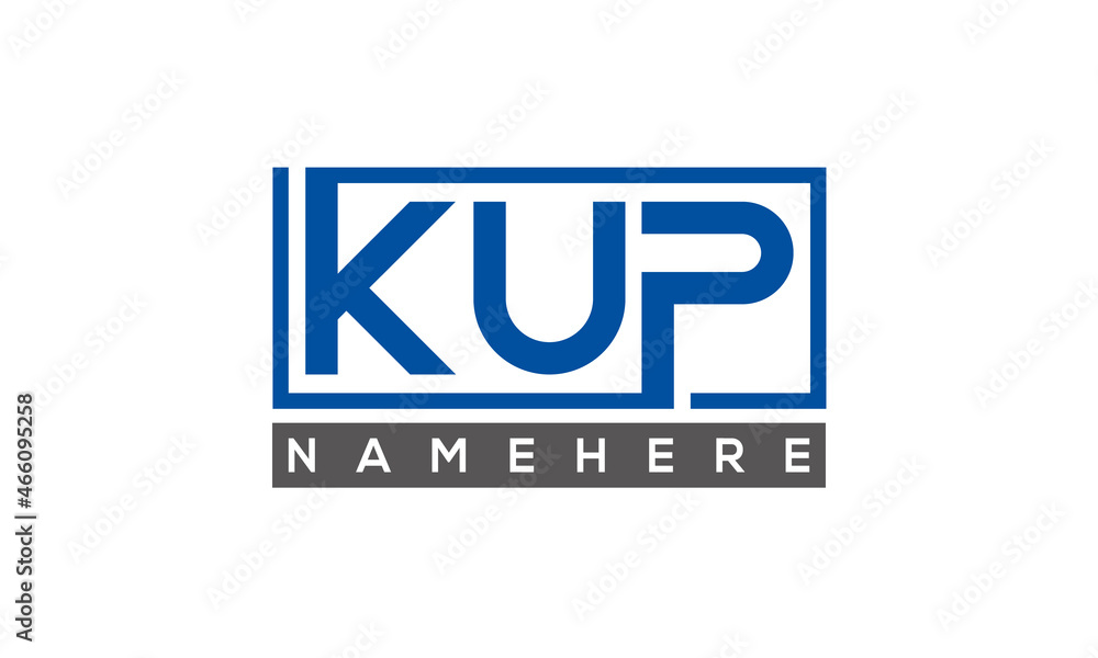 KUP Letters Logo With Rectangle Logo Vector KUP Letters Logo With Rectangle Logo Vector