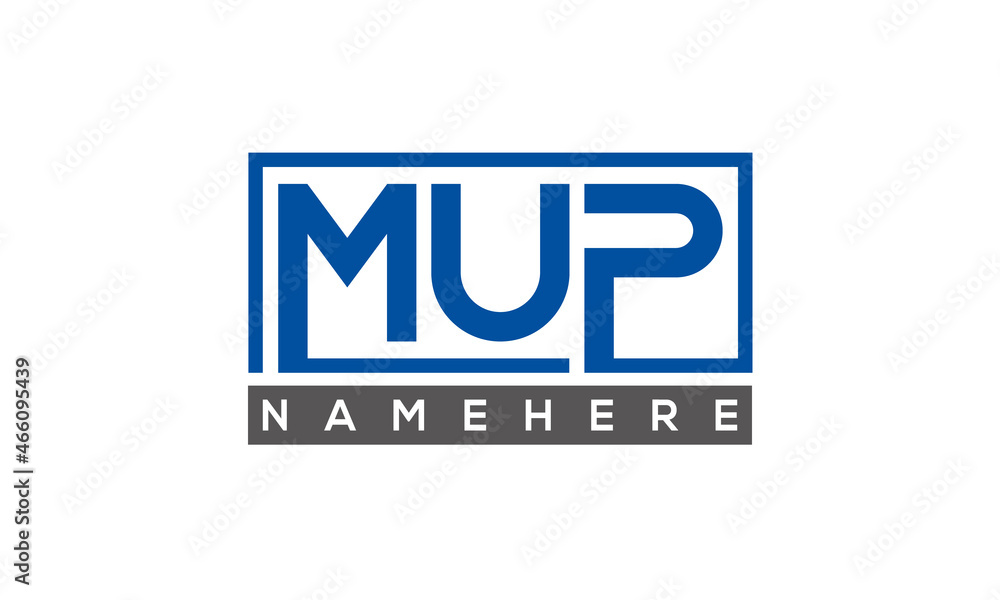 MUP Letters Logo With Rectangle Logo Vector MUP Letters Logo With Rectangle Logo Vector