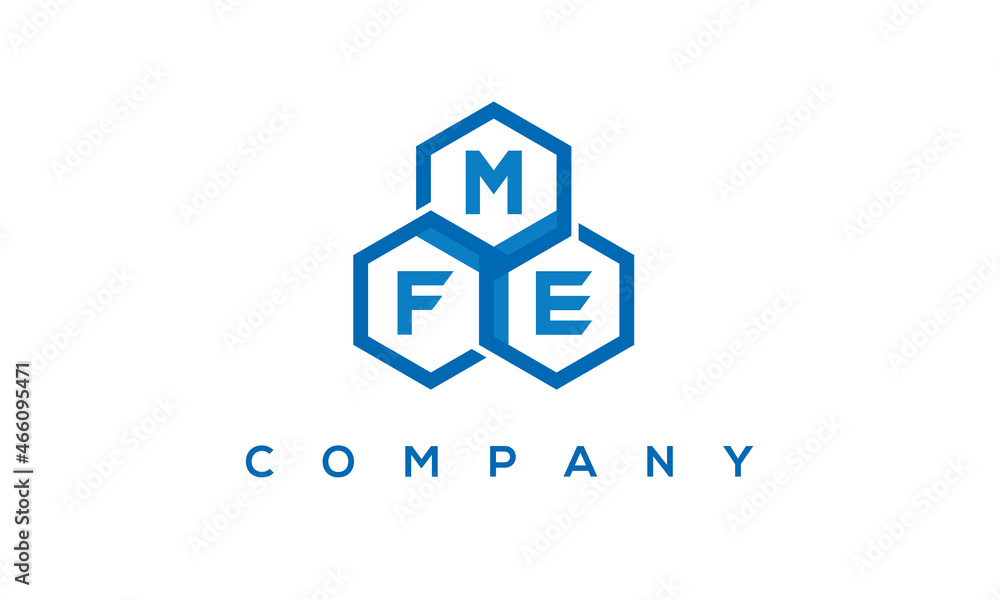 MFE letters design logo with three polygon hexagon logo vector template MFE letters design logo with three polygon hexagon logo vector template