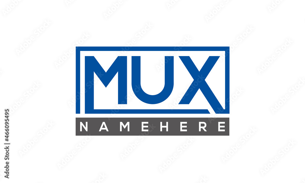 MUX Letters Logo With Rectangle Logo Vector MUX Letters Logo With Rectangle Logo Vector