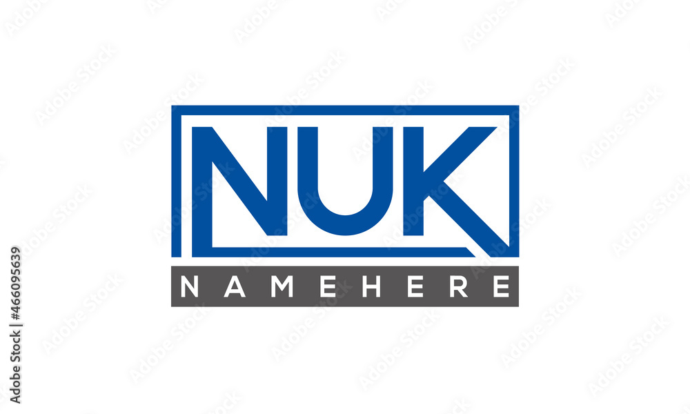 NUK Letters Logo With Rectangle Logo Vector NUK Letters Logo With Rectangle Logo Vector