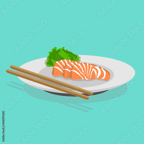 Sashimi salmon on plate