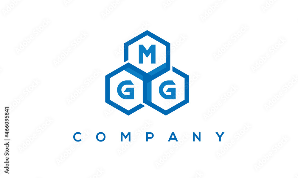 MGG letters design logo with three polygon hexagon logo vector template