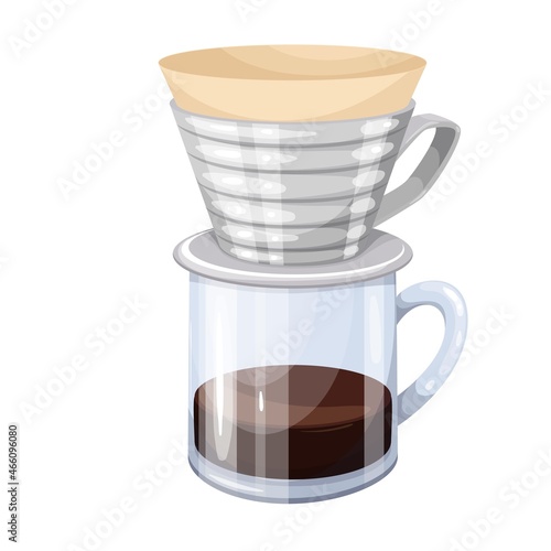 Kalita Wave Dripper, coffee brewing method vector illustration.