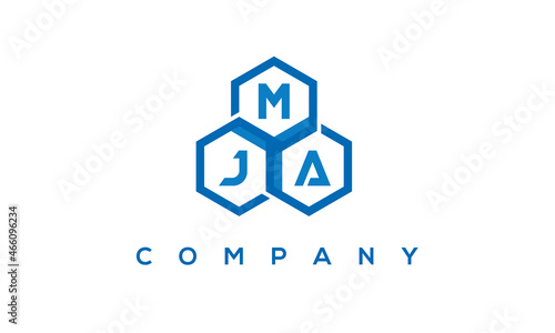 MJA letters design logo with three polygon hexagon logo vector template photo