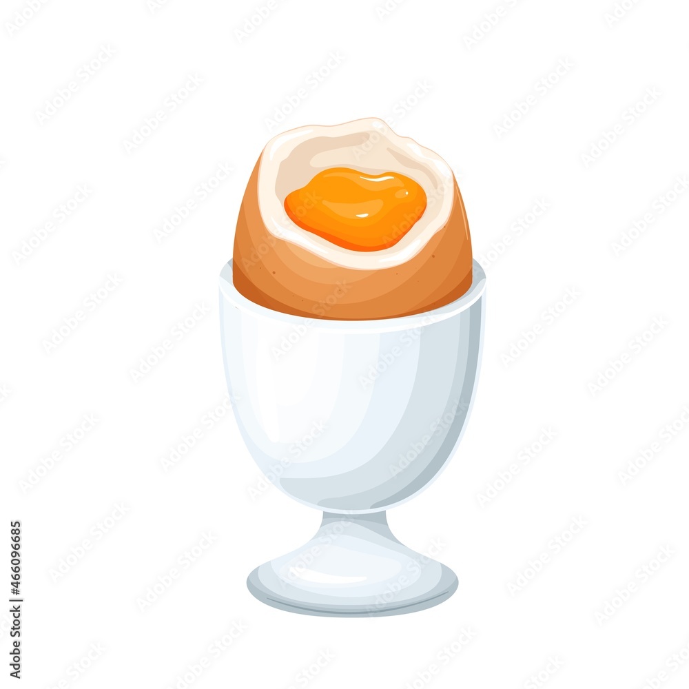 Soft-boiled eggs in eggshell in egg holder vector illustration. Soft-boiled eggs in eggshell in egg holder vector illustration.