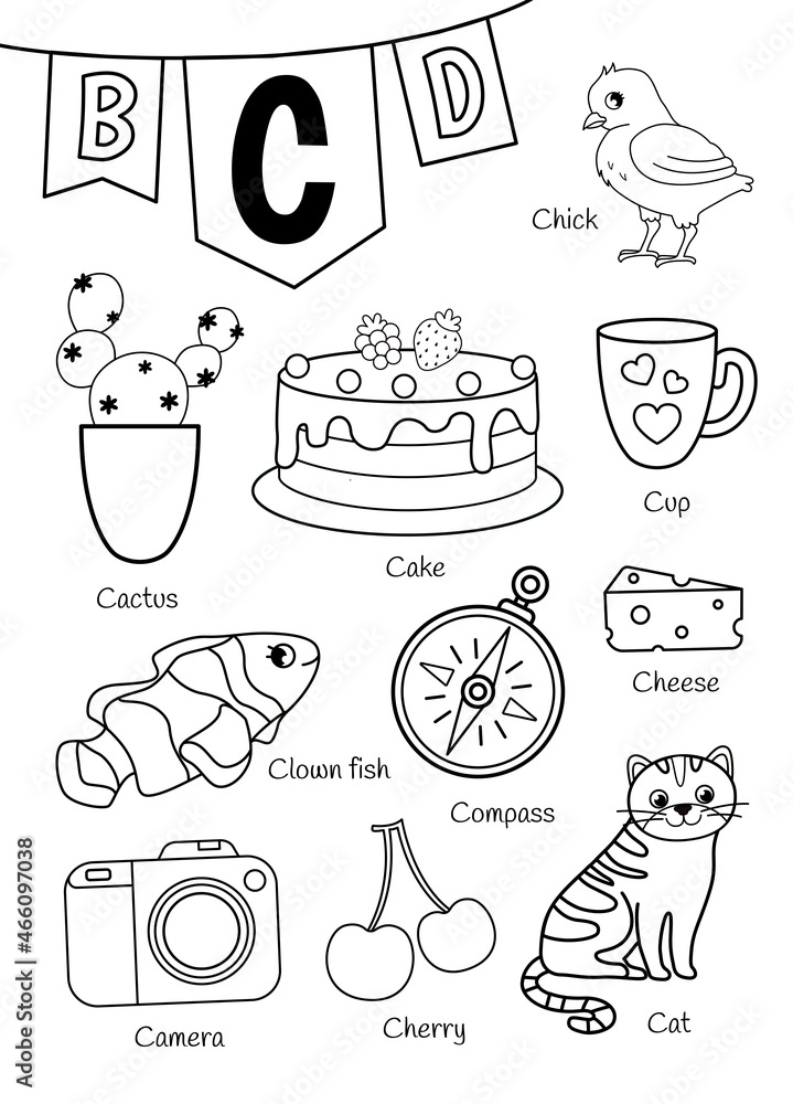 Alphabet drawing for kids preschool alphabet illustration for kids learning  activity for kids back to school alphabet coloring book Stock Vector |  Adobe Stock