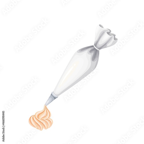 Pastry bag with cream vector illustration.