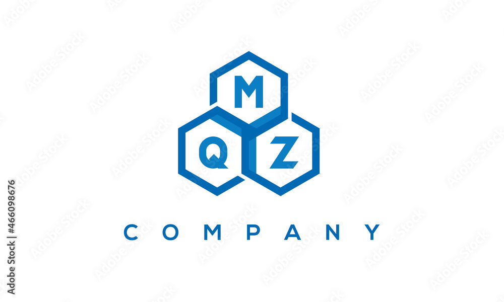 MQZ letters design logo with three polygon hexagon logo vector template