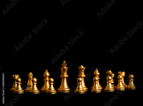 Chess board game for ideas and competition and strategy, business success concept., golden light, future