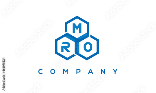 MRO letters design logo with three polygon hexagon logo vector template