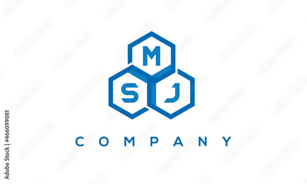 MSJ letters design logo with three polygon hexagon logo vector template